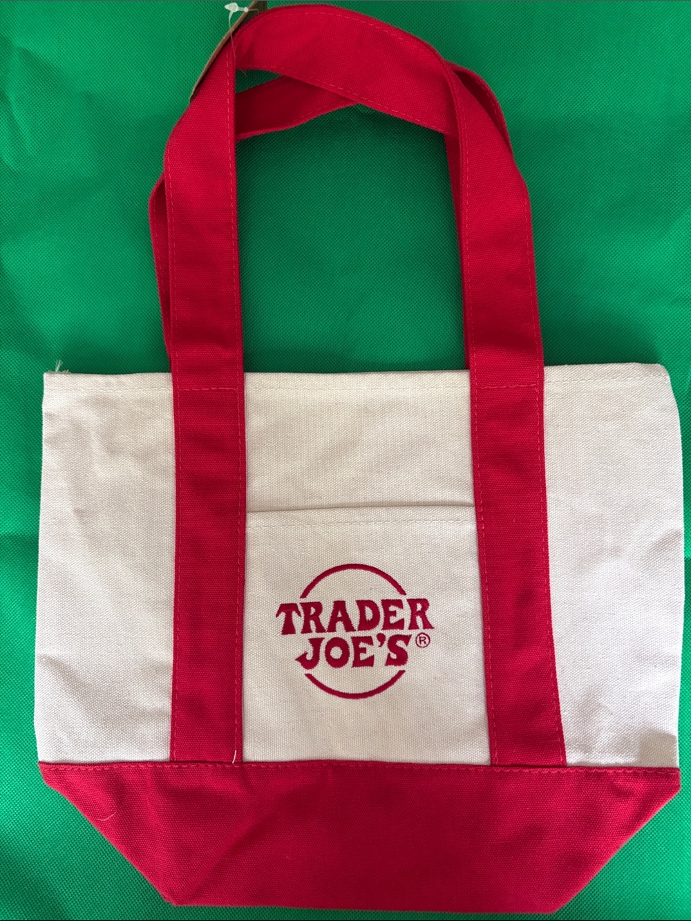 Trader Joe's Red & White Canvas Tote Bag